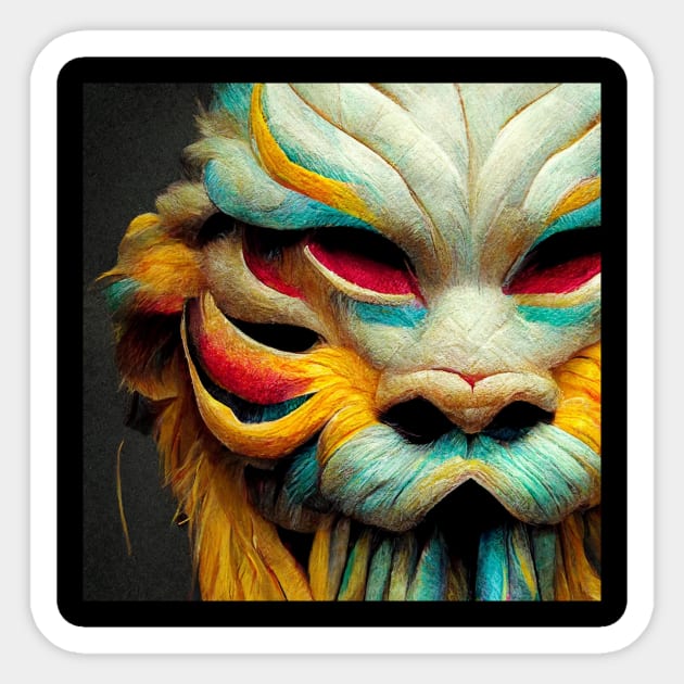 Lion Mask Sticker by ArkMinted